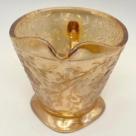 2/$30 Vintage Jeanette Glass iridescent floragold Louisa creamer - Picture 5 of 12